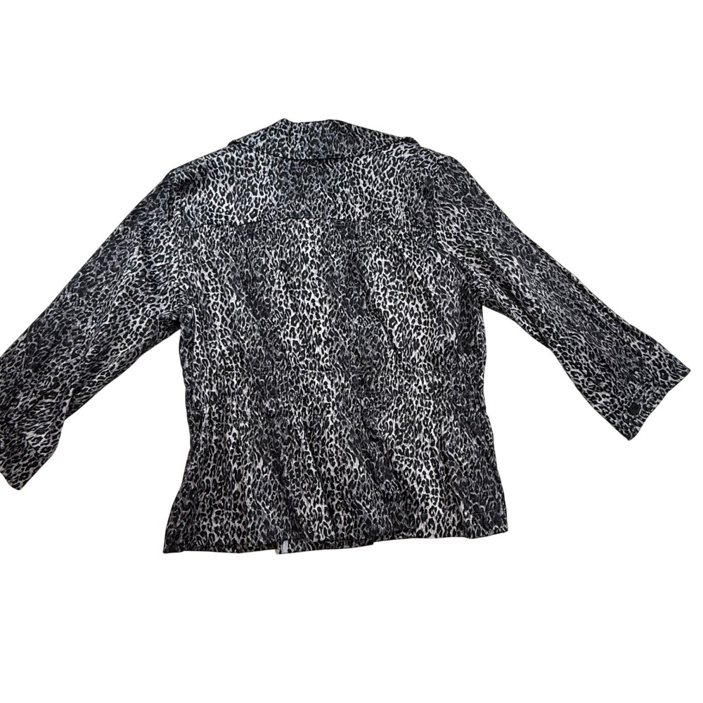 JOAN RIVERS Womens Leopard Print Blazer Jacket Size L Black Gray mob wife - Picture 3 of 9
